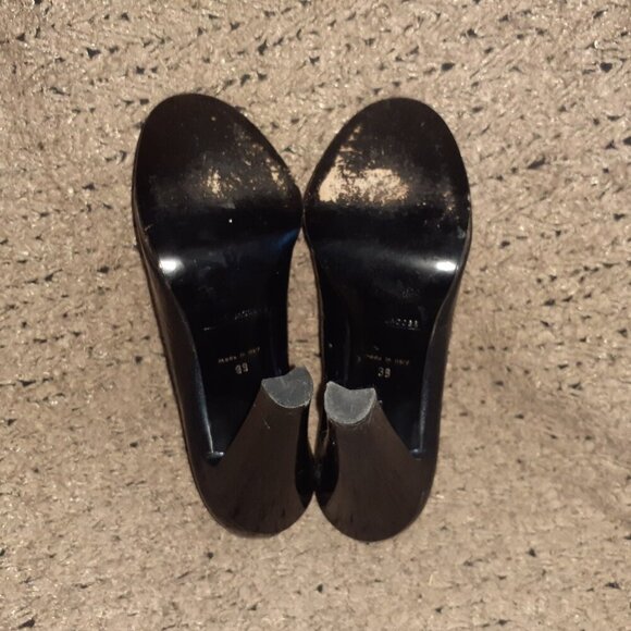 MARC BY MARC JACOBS-Metallic Blue Patent Leather Peep Toe Pumps/Bow-Sz 39-NM - Picture 8 of 8